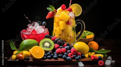 Tropical and refreshing Mexican frutales - a mix of fruits with ice syrup.