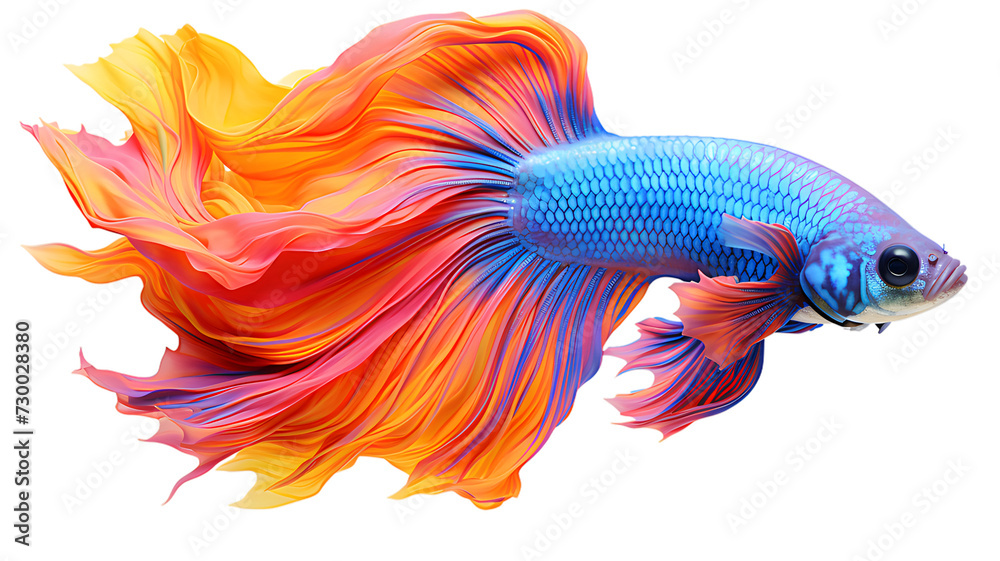 Colorful fish isolated on a transparent PNG background