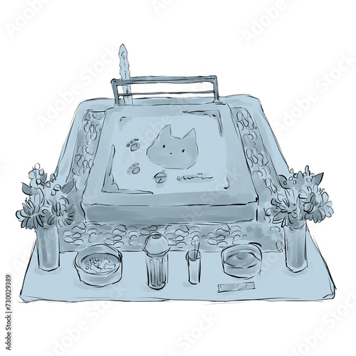 ネコのお墓のイラスト