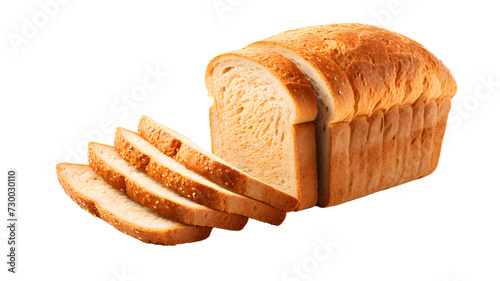 Sliced loaf of bread isolated, transparent PNG background