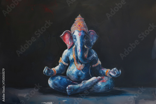 Ganesha, Hinu God, Watercolor Illustration, Generative AI