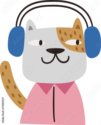 Cat In Earmuffs Portrait