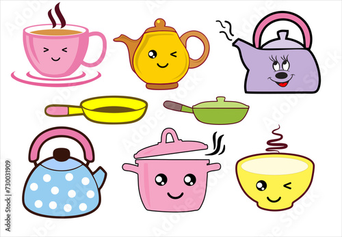 Wallpaper Mural Cookware Frying pan Induction cooking, kitchen tools. Vector illustration. Torontodigital.ca