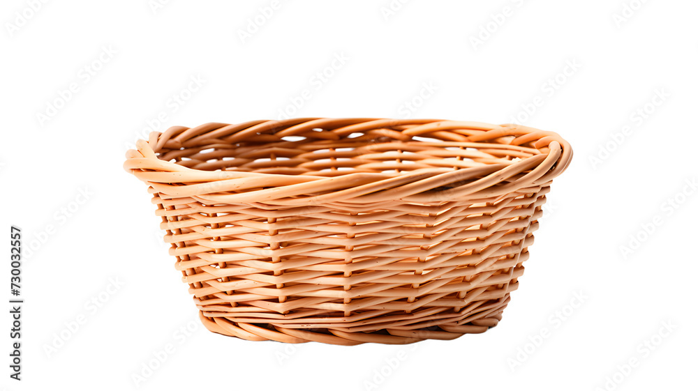 Fototapeta premium Empty wicker basket isolated, transparent PNG background