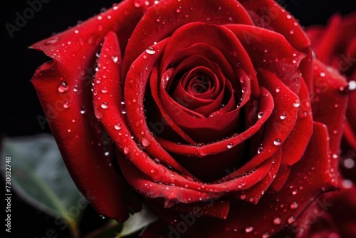 Closeup red rose with water droplets  Valentine s day  Mother s day  Women s Day and love concept