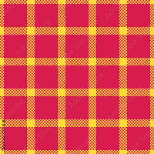 Greeting card check textile vector, internet tartan fabric background. Empty seamless pattern texture plaid in yellow and red colors.