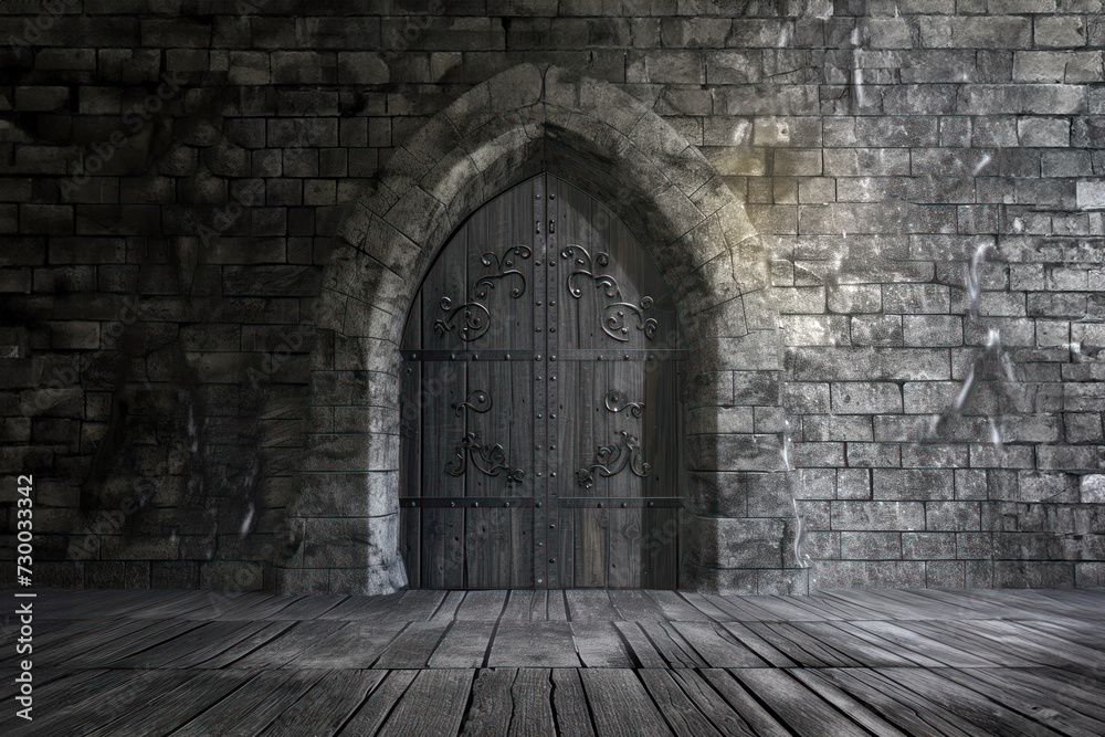 Gothic style arch doors with intricate patterns Gothic style arch doors with intricate patterns