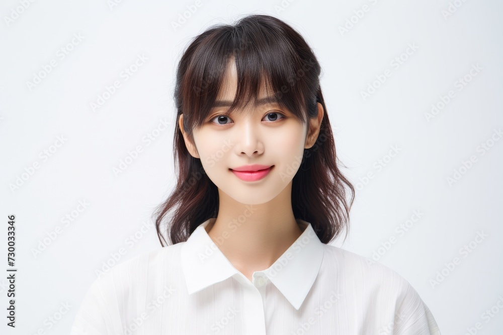 Elegant Asian Executive, Graceful and confident, an Asian businesswoman office woman shines in a captivating portrait set against a clean white background. Generative AI. Elegant Asian Executive, Graceful and confident, an Asian businesswoman office woman shines in a captivating portrait set against a clean white background. Generative AI.