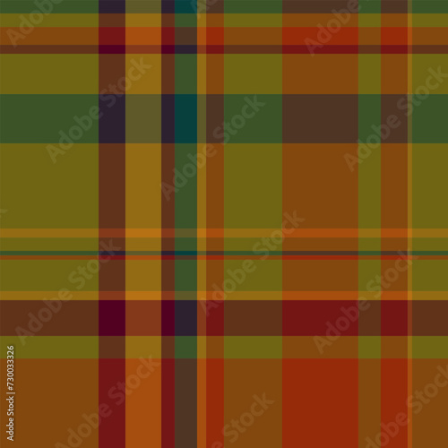 Detailed pattern texture fabric, comfortable background textile vector. Coloured seamless plaid tartan check in orange and yellow colors.