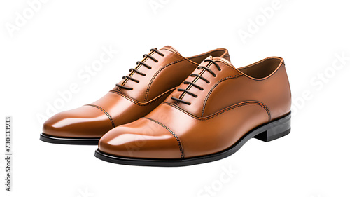 Pair of brown modern shoes isolated, transparent PNG background © usman