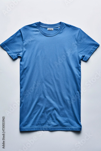 Sophisticated Apparel Branding, Blue T shirt Professional Logo Mockup on Male and Female T shirts Flat Lay Presentation © Microstocke