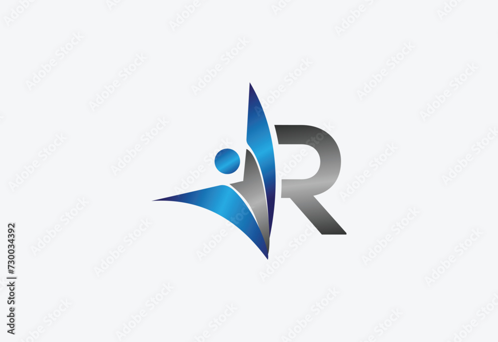 Creative latter R with man unity combination icon logo Creative latter R with man unity combination icon logo
