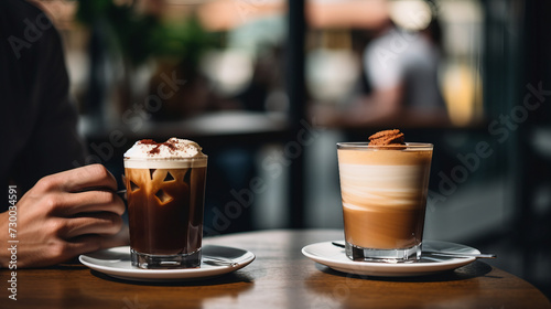 Person drinking coffee in cafe