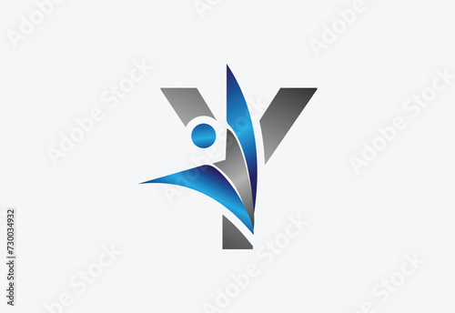Creative latter Y with man unity combination icon logo