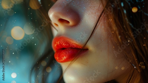  Lips puckered in a sleepy pout. photo