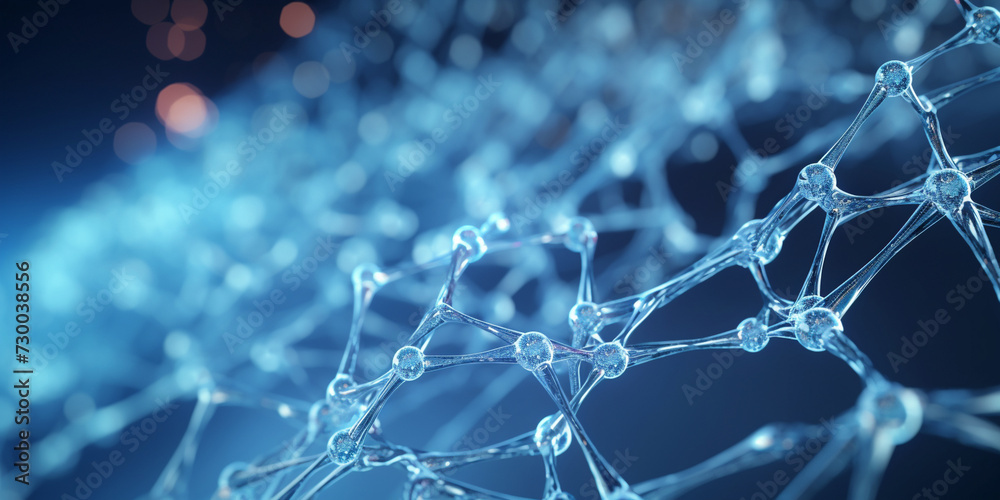 Biotech cell interconnected lines 3d illustration biotechnology or ...