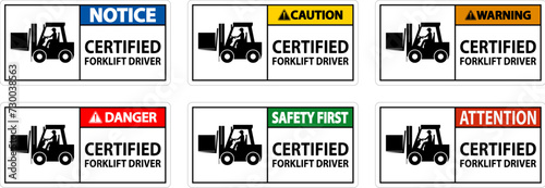 Hard Hat Labels, Caution Certified Forklift Driver photo