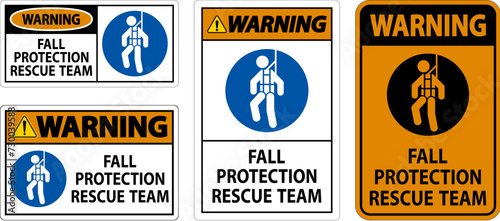 Hard Hat Decals, Warning Fall Protection Rescue Team photo