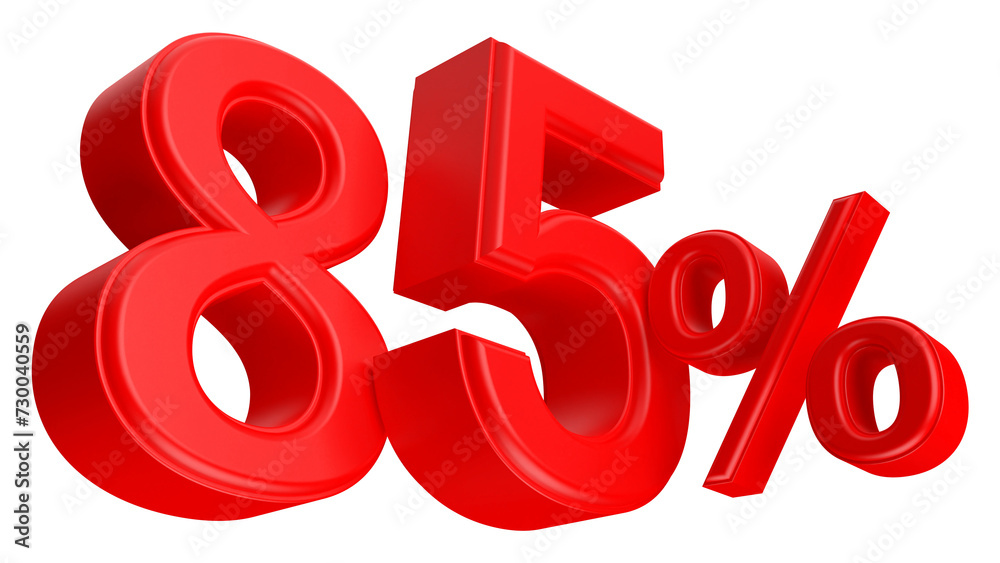 85 percent discount number red 3d render 85 percent discount number red 3d render