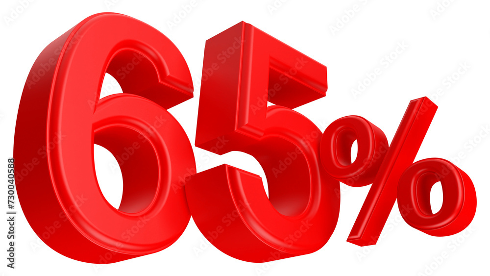 65 percent discount number red 3d render 65 percent discount number red 3d render