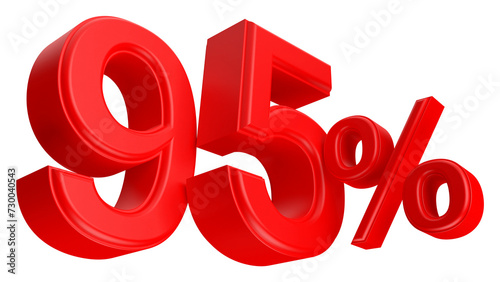 95 percent discount number red 3d render
