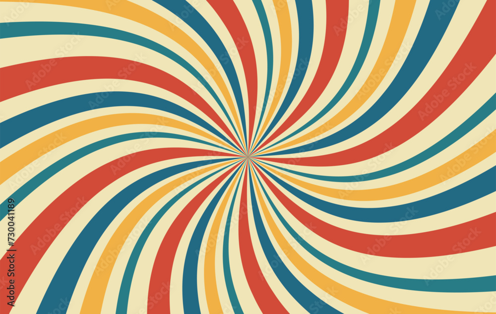 Retro sun burst vintage background swirl vector template