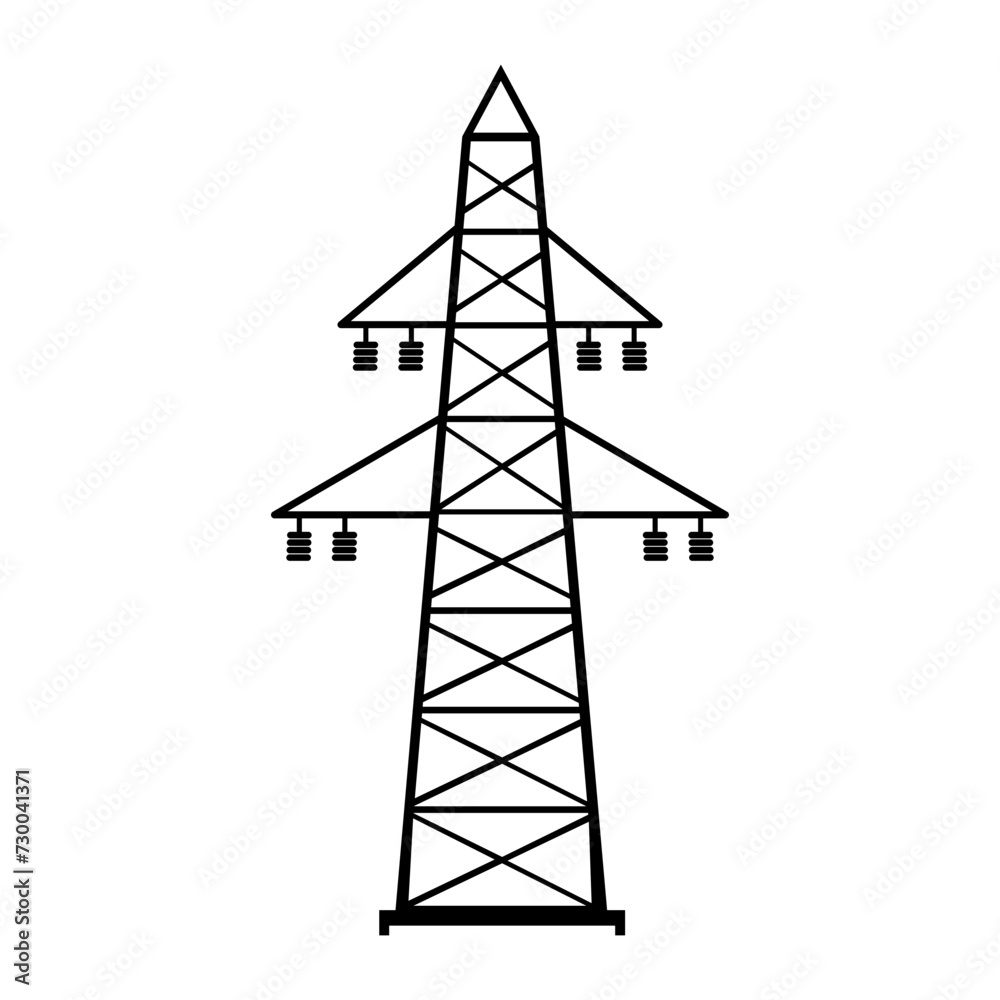 Electricity Tower vector icon on white background Electricity Tower vector icon on white background