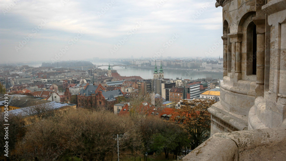 Views from the Fisherman's Bastion in the city of Budapest, Hungary