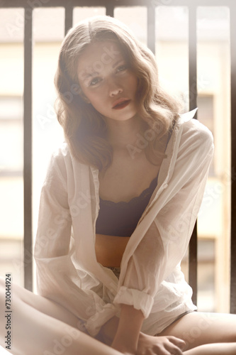 Woman, portrait and beauty with makeup, fashion and underwear model with confidence and glow. Lingerie, shirt and sultry style, lipstick or cosmetics for hair care and feminine, stylish with glam Free Download Woman, portrait and beauty with makeup, fashion and underwear model with confidence and glow. Lingerie, shirt and sultry style, lipstick or cosmetics for hair care and feminine, stylish with glam - GFXLoad