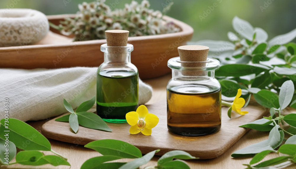Freshness and relaxation in nature with aromatherapy oil and herbal medicine Freshness and relaxation in nature with aromatherapy oil and herbal medicine