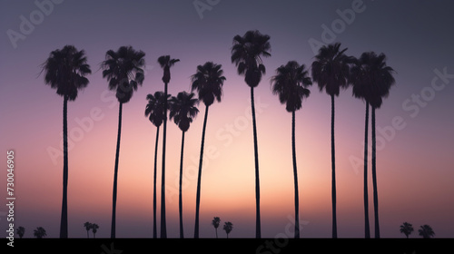 palm tree silhouettes against the twilight sky.