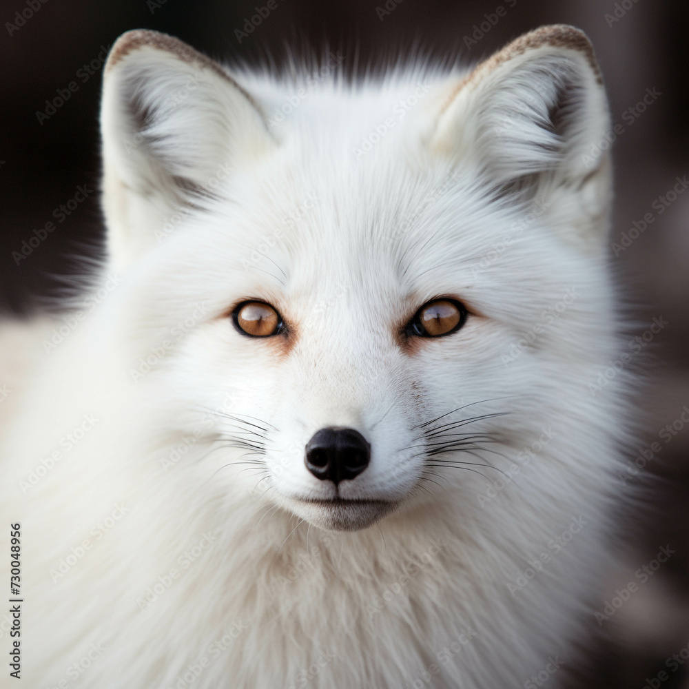 A white snow fox with beautiful fluffy fur. A white snow fox with beautiful fluffy fur.
