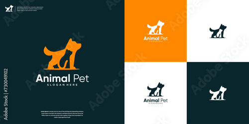 Twin Pets logo design template