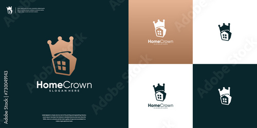 Abstract crown house logo icons design