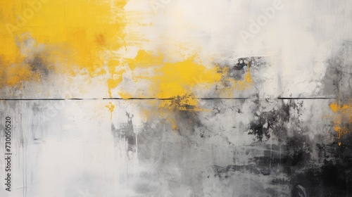 Abstract painting in black and grey with vivid yellow accents  modern decoration  contemporary art
