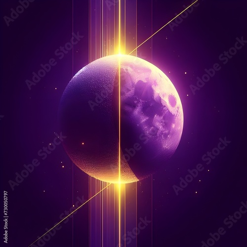 Dark side of the moon,purple background.

