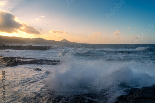 El Puertillo seascape at sunset. Arucas. Gran Canaria. Canary Islands