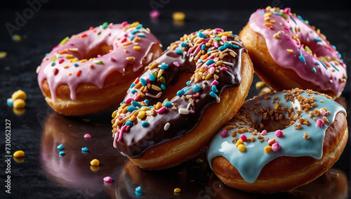 Delicious donuts, cinematic, food professional photography, studio lighting. generative AI