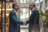 Businessmen Seal the Deal: Handshake Agreement Success,Handshake Success in Business Transaction