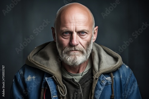 Portrait of an old man with gray beard and mustache. Studio shot. © Inigo
