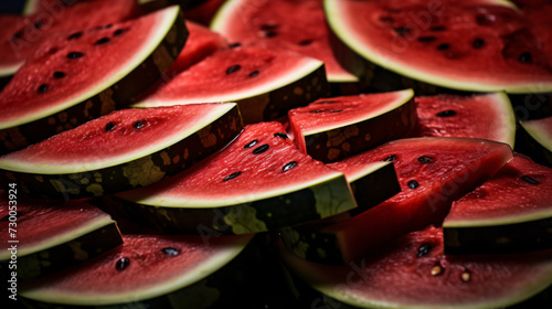 Red slices of ripe watermelon pulp