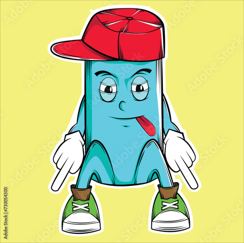 create a cute cartoon of a doll sitting stylishly