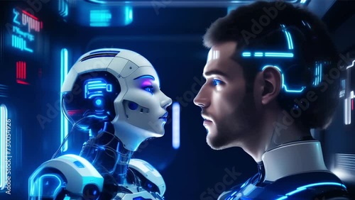 human and robot romantic couple photo