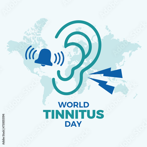 World Tinnitus Day poster vector illustration. Human ear with tinnitus icon vector. Ringing in the ears symbol. Suitable for greeting card, poster and banner. Important day