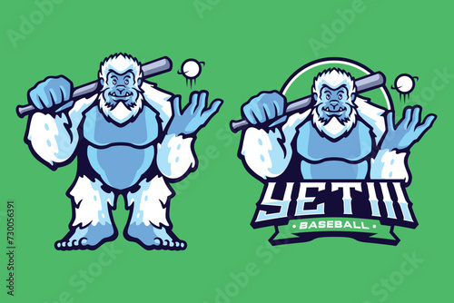 Yeti baseball sport mascot character design