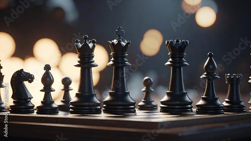Chess pieces with blur background