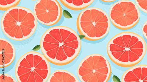 Seamless pattern of grapefruit slices