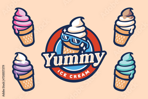 Yummy ice cream mascot design