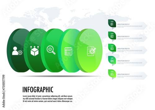 infographic template 5 step for business direction, marketing strategy, diagram, data, glowth, arrow timeline, for presentation report and progress	