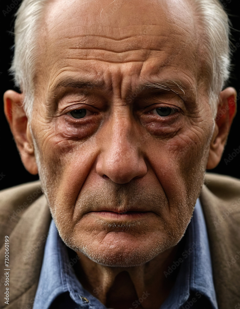 very tired old man, black background settings